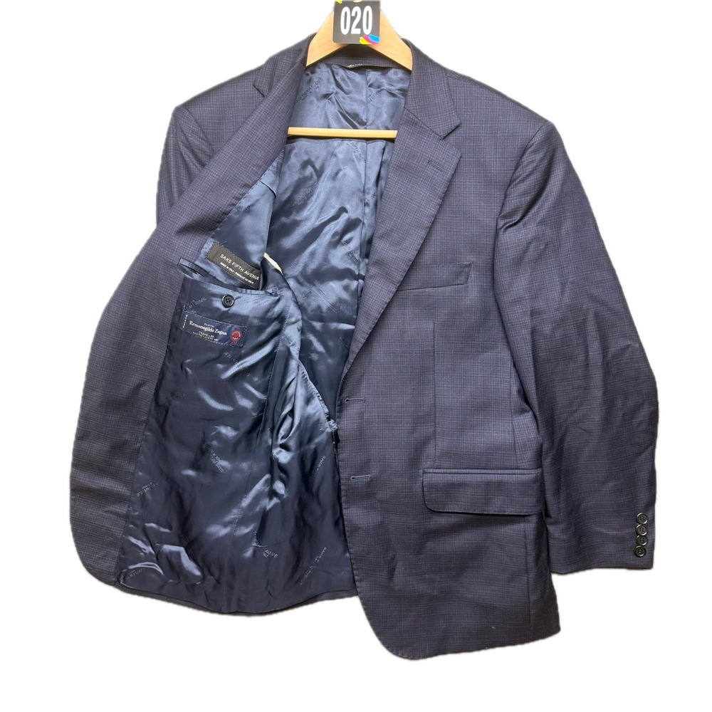 Saks Fifth Avenue Blazer Mens 38 Navy Ermenegildo Zegna Wool Sport Coat Italy